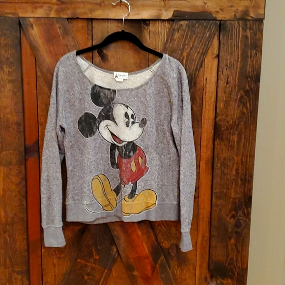 Wide Neck Mickey Sweatshirt - Picture 1 of 2